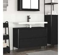 vidaXL Meuble lavabo 90×34,5×60 cm en chêne noir – bois d'ingénierie, tiroir et compartiments