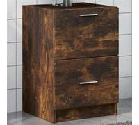 vidaXL Meuble d'évier chêne fumé 40x37x59 cm bois d'ingénierie, armoire de salle de bain, armoire de rangement salle de 848105 Marron G