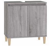 vidaXL Meuble d'Évier, Armoire de Lavabo avec Compartiment et Pieds, Meuble sous Lavabo avec Portes Salle de Bain, Scandinave, Sonoma Gris Bois d'Ingénierie