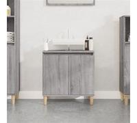vidaXL Meuble d'Évier, Armoire de Lavabo avec Compartiment et Pieds, Meuble sous Lavabo avec Portes Salle de Bain, Scandinave, Sonoma Gris Bois d'Ingénierie