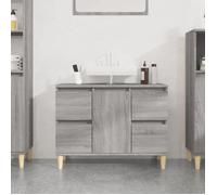 vidaXL Meuble sous-lavabo Scandinave - 4 tiroirs, compartiment, pieds - Sonoma gris