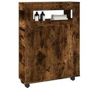 vidaXL Meuble de salle de bain étroit à roulettes Chêne fumé 855272