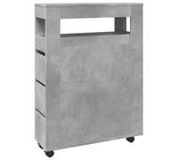 vidaXL Meuble étroit de salle de bain à roulettes gris béton