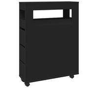 vidaXL Meuble étroit de Salle de Bain à roulettes Noir