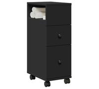 vidaXL Meuble étroit de salle de bain à roulettes noir, rangement de salle de bain étroite, rangement de salle de bain 855233