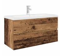 vidaXL Meuble lavabo armoire salle de bain avec bassin et robinet intégrés Vieux bois