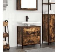 Vidaxl Meuble De Salle De Bain Lavabo Tiroirs Chêne Fumé 60x34,5x60 Cm