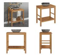 vidaXL : Meuble lavabo en bois massif teck avec vasque en pierre naturelle - Meuble lavabo - Meubles lavabo - Support pour vasque - Meuble avec vasque