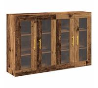 vidaXL Meuble Mural 2 pcs Bois Ancien 69,5 x 34 x 90 cm, Buffet Rectangulaire, Étagère Murale Moderne et Rustique, Rangement Pratique avec Portes en Verre