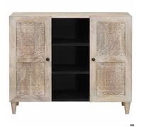vidaXL Meuble rangement - Buffet Blanc Blanchi 90 x 33 x 75 cm Bois de mangue massif poisd:26.15kg &5228