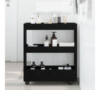 Vidaxl Meuble Salle De Bain Étroit Avec Roues Chêne Noir Bois Stratifié