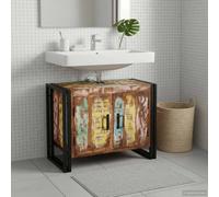 vidaXL Meuble sous évier avec étagère Multicolore Bois Recyclé Solide