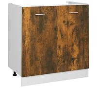 vidaXL Meuble sous évier Lyon Chêne fumé 80 x 46 x 81,5 cm Bois d'ingénierie
