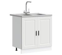 vidaXL Armoire de lavabo Porto avec évier blanc 80x46x84,5 cm en bois d'ingénierie