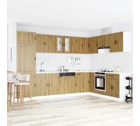 vidaXL Meuble sous évier Porto 2 pcs Marron Bois d'ingénierie