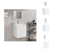 vidaXL Meuble sous-lavabo avec lavabo et miroir blanc - lavabos de salle de bains