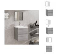 vidaXL Meuble sous-lavabo avec lavabo miroir gris Sonoma - lavabos de salle de bains