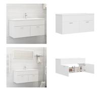 vidaXL Meuble sous-lavabo avec vasque encastrée Blanc Bois composite - Meuble sous-lavabo Avec vasque - Meubles sous-lavabo Avec vasque - Meuble sous-lavabo - Meubles sous-lavabo