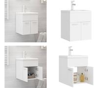 vidaXL Meuble sous-lavabo avec vasque encastrée Blanc Bois composite - Meuble sous-lavabo Avec vasque - Meubles sous-lavabo Avec vasque - Meuble sous-lavabo - Meubles sous-lavabo
