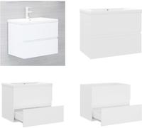 vidaXL Meuble sous-lavabo avec vasque encastrée Blanc Bois composite - Meuble sous-lavabo Avec vasque - Meubles sous-lavabo Avec vasque - Meuble sous-lavabo - Meubles sous-lavabo