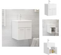 vidaXL Meuble sous-lavabo avec vasque encastrée blanc brillant - lavabos de salle de bains