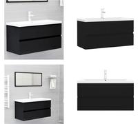 vidaXL Meuble sous-lavabo avec vasque encastrée Noir Bois composite - Meuble sous-lavabo Avec vasque - Meubles sous-lavabo Avec vasque - Meuble sous-lavabo - Meubles sous-lavabo