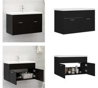 vidaXL Meuble sous-lavabo avec vasque encastrée Noir Bois composite - Meuble sous-lavabo Avec vasque - Meubles sous-lavabo Avec vasque - Meuble sous-lavabo - Meubles sous-lavabo