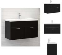vidaXL Meuble sous-lavabo avec vasques encastrées Noir Bois composite - Vasques de salle de bains