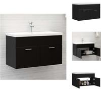 vidaXL Meuble sous-lavabo avec vasques encastrées Noir Bois composite - Vasques de salle de bains