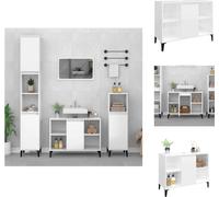 vidaXL Meuble sous-lavabo blanc brillant 80x33x60cm bois composite - lavabos de salle de bains
