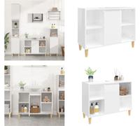 vidaXL Meuble sous-lavabo blanc brillant 80x33x60cm Bois composite - Meuble sous-lavabo - Meuble sous-lavabo - Armoire de salle de bain - Meuble sous-lavabo