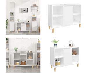 vidaXL Meuble sous-lavabo blanc brillant 80x33x60cm Bois composite - Meuble sous-lavabo - Meuble sous-lavabo - Armoire de salle de bain - Meuble sous-lavabo