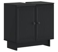 vidaXL Meuble sous Lavabo de Salle de Bain Ede Noir, Meuble de Salle de Bain Moderne, Rangement résistant à l'humidité, Organisateur Compact, Design Minimaliste