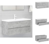vidaXL Meuble sous-lavabo encastré Gris béton Bois composite - Vasques de salle de bains