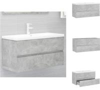 vidaXL Meuble sous-lavabo encastré Gris béton Bois composite - Vasques de salle de bains