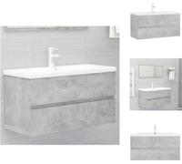 vidaXL Meuble sous-lavabo encastré Gris béton Bois composite - Vasques de salle de bains
