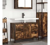 vidaXL Meuble sous-vasque avec tiroirs – Chêne fumé – 90 x 34,5 x 60 cm