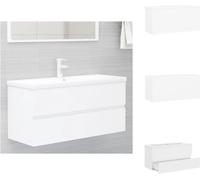 vidaXL Meuble sous-vasque avec vasque encastrée Blanc Bois composite - Vasques de salle de bains