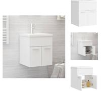 vidaXL Meuble sous-vasque avec vasque encastrée Blanc Bois composite - Vasques de salle de bains