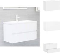 vidaXL Meuble sous-vasque avec vasque encastrée Blanc Bois composite - Vasques de salle de bains