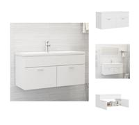 vidaXL Meuble sous-vasque avec vasque encastrée Blanc Bois composite - Vasques de salle de bains