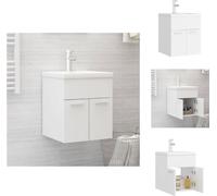 vidaXL Meuble sous-vasque avec vasque encastrée Blanc Bois composite - Vasques de salle de bains