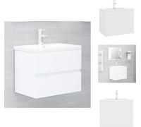 vidaXL Meuble sous-vasque avec vasque encastrée Blanc Bois composite - Vasques de salle de bains