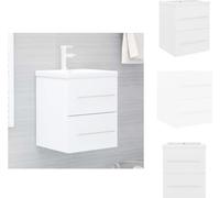 vidaXL Meuble sous-vasque avec vasque encastrée Blanc Bois composite - Vasques de salle de bains