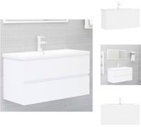 vidaXL Meuble sous-vasque avec vasque encastrée Blanc Bois composite - Vasques de salle de bains
