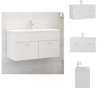 vidaXL Meuble sous-vasque avec vasque encastrée Blanc Bois composite - Vasques de salle de bains