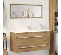 vidaXL Meuble Sous-Vasque de Salle de Bain Chêne Artisanal 100 x 38,5 x 48 cm en Bois d'ingénierie avec gain de place 37897