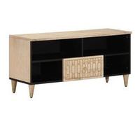 vidaXL Meuble TV 100x33x46 cm bois massif de manguier, support TV, armoire média, armoire hifi, unité TV, meuble multimédia, 358264 Noir G