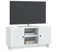 vidaXL Meuble TV 102 x 34,5 x 50 cm Blanc Bois d'ingénierie, Salon, Meuble de Rangement Vintage rectangulaire, Grand unité média, Stand TV Chic, Solution Meuble Polyvalente