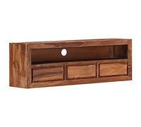 vidaXL Meuble TV Bois massif laqué Marron 120x30x40 cm